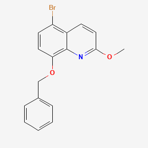 molecular formula C17H14BrNO2 B8289713 5-Bromo-2-methoxy-8-phenylmethoxyquinoline 