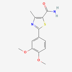 molecular formula C13H14N2O3S B8290058 5-Thiazolecarboxamide, 4-methyl-2-(3,4-dimethoxyphenyl)- CAS No. 82875-38-5