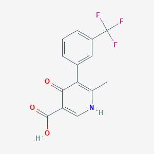 molecular formula C14H10F3NO3 B8290083 6-Methyl-4-oxo-5-(3-trifluoromethyl-phenyl)-1,4-dihydro-pyridine-3-carboxylic acid 