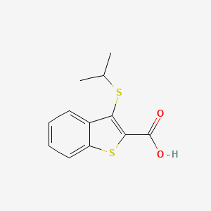 molecular formula C12H12O2S2 B8290218 3-[(1-Methylethyl)thio]benzo[b]thiophene-2-carboxylic acid 