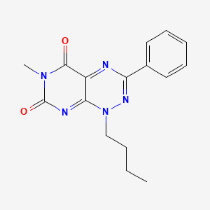 molecular formula C16H17N5O2 B8290274 1-butyl-6-methyl-3-phenylpyrimido[5,4-e][1,2,4]triazine-5,7(1H,6H)-dione 