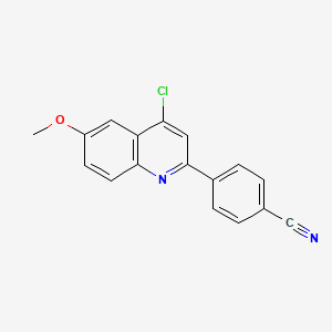 molecular formula C17H11ClN2O B8290318 4-(4-Chloro-6-methoxyquinolin-2-yl)benzonitrile 