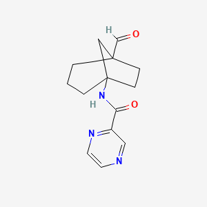 molecular formula C14H17N3O2 B8290410 N-(5-Formylbicyclo[3.2.1]octan-1-yl)pyrazine-2-carboxamide 