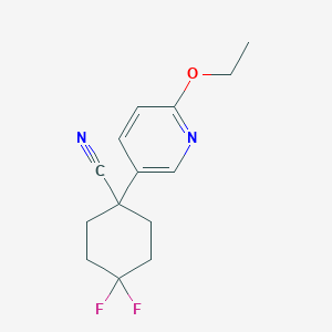 molecular formula C14H16F2N2O B8290586 1-(6-Ethoxy-pyridin-3-yl)-4,4-difluoro-cyclohexanecarbonitrile 