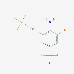 molecular formula C12H13BrF3NSi B8290599 2-Bromo-4-trifluoromethyl-6-trimethylsilanylethynyl-phenylamine CAS No. 875306-21-1