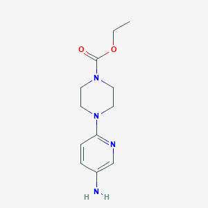 molecular formula C12H18N4O2 B8290801 Ethyl 4-(5-amino-2-pyridinyl)-1-piperazinecarboxylate 
