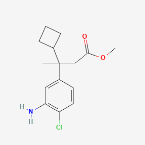 molecular formula C15H20ClNO2 B8290830 Methyl 3-(3-amino-4-chlorophenyl)-3-cyclobutylbutanoate 