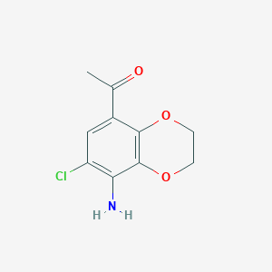 molecular formula C10H10ClNO3 B8290889 1-(8-Amino-7-chloro-2,3-dihydrobenzo[b][1,4]dioxin-5-yl)ethan-1-one CAS No. 166816-09-7