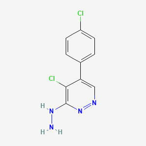 molecular formula C10H8Cl2N4 B8290930 1-(4-Chloro-5-(4-chlorophenyl)pyridazin-3-yl)hydrazine 