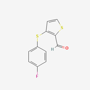 molecular formula C11H7FOS2 B8291005 3-(4-Fluorophenylsulfanyl)thiophene-2-carbaldehyde 