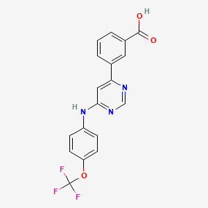 molecular formula C18H12F3N3O3 B8291080 3-[6-(4-Trifluoromethoxy-phenylamino)-pyrimidin-4-yl]-benzoic acid 