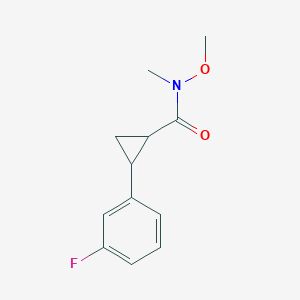 molecular formula C12H14FNO2 B8291093 2-(3-Fluoro-phenyl)-cyclopropanecarboxylic acid methoxy-methyl-amide 