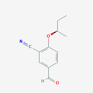 molecular formula C12H13NO2 B8291100 5-Formyl-2-{[(1R)-1-methylpropyl]oxy}benzonitrile 
