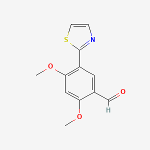 molecular formula C12H11NO3S B8291142 2,4-Dimethoxy-5-thiazol-2-yl-benzaldehyde 