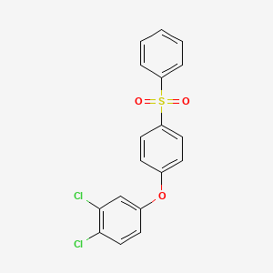 molecular formula C18H12Cl2O3S B8291241 Benzene, 1,2-dichloro-4-(4-(phenylsulfonyl)phenoxy)- CAS No. 83642-29-9