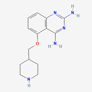molecular formula C14H19N5O B8291397 5-(Piperidin-4-ylmethoxy)quinazoline-2,4-diamine 
