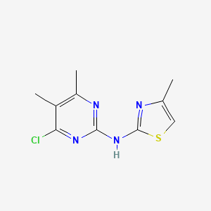 molecular formula C10H11ClN4S B8291405 5,6-Dimethyl-2-(4-methylthiazol-2-yl)amino-4-chloropyrimidine CAS No. 214535-53-2