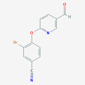 molecular formula C13H7BrN2O2 B8291426 3-Bromo-4-(5-formyl-pyridin-2-yloxy)-benzonitrile 