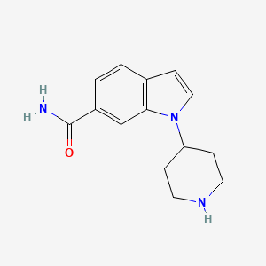 molecular formula C14H17N3O B8291497 1-(piperidin-4-yl)-1H-indole-6-carboxamide 