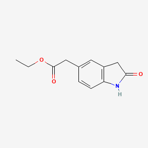 molecular formula C12H13NO3 B8291611 Ethyl (2-oxo-2,3-dihydro-1H-indol-5-yl)acetate 