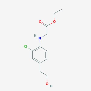 molecular formula C12H16ClNO3 B8291629 ethyl N-[2-chloro-4-(2-hydroxyethyl)phenyl]aminoacetate 
