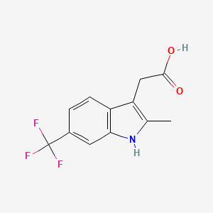 molecular formula C12H10F3NO2 B8291745 2-(2-methyl-6-trifluoromethyl-1H-indol-3-yl)acetic acid 