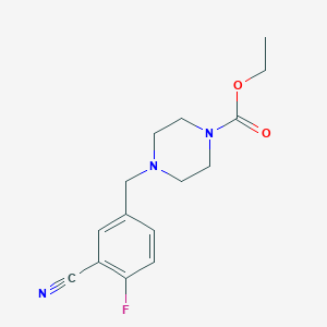 molecular formula C15H18FN3O2 B8291763 Ethyl 4-(3-cyano-4-fluorobenzyl)piperazine-1-carboxylate 