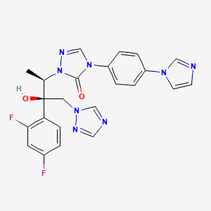 molecular formula C23H20F2N8O2 B8291796 2-[(1R,2R)-2-(2,4-Difluorophenyl)-2-hydroxy-1-methyl-3-(1H-1,2,4-triazol-1-yl)propyl]-4-[4-(1H-1-imidazolyl)phenyl]-3(2H,4H)-1,2,4-triazolone 