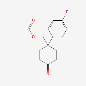 molecular formula C15H17FO3 B8291882 Cyclohexanone, 4-[(acetyloxy)methyl]-4-(4-fluorophenyl)- CAS No. 56327-07-2