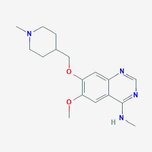 molecular formula C17H24N4O2 B8292001 6-Methoxy-4-methylamino-7-(N-methylpiperidin-4-ylmethoxy)quinazoline 