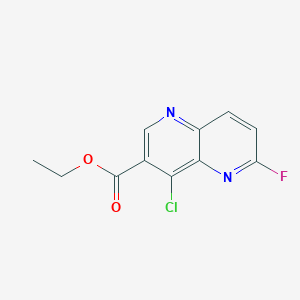 molecular formula C11H8ClFN2O2 B8292039 ethyl 4-chloro-6-fluoro-1,5-naphthyridine-3-carboxylate 