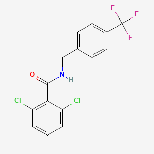 molecular formula C15H10Cl2F3NO B8292050 Benzamide, 2,6-dichloro-N-((4-(trifluoromethyl)phenyl)methyl)- CAS No. 124426-49-9