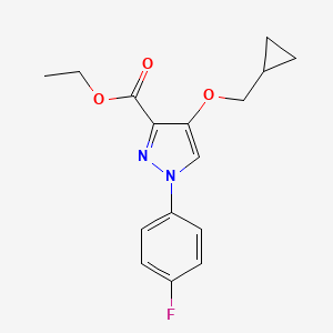 molecular formula C16H17FN2O3 B8292055 Ethyl 4-(cyclopropylmethoxy)-1-(4-fluorophenyl)pyrazole-3-carboxylate 