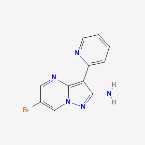 molecular formula C11H8BrN5 B8292066 6-Bromo-3-pyridin-2-yl-pyrazolo[1,5-a]pyrimidin-2-ylamine 