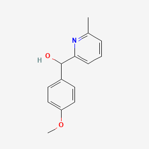 molecular formula C14H15NO2 B8292097 4-Methoxyphenyl-(6-methyl-2-pyridyl)carbinol 