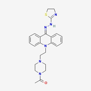 molecular formula C24H28N6OS B8292139 Piperazine, 1-acetyl-4-(2-(9-((4,5-dihydro-2-thiazolyl)hydrazono)-10(9H)-acridinyl)ethyl)- CAS No. 92928-51-3