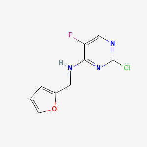 molecular formula C9H7ClFN3O B8292346 2-chloro-5-fluoro-N4-(furfuryl)-4-pyrimidineamine 