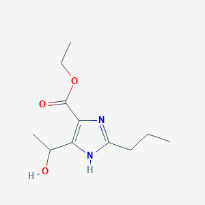 molecular formula C11H18N2O3 B8292373 Ethyl 4-(1-hydroxyethyl)-2-propylimidazole-5-carboxylate 