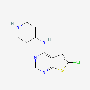 molecular formula C11H13ClN4S B8292389 6-chloro-N-(piperidin-4-yl)thieno[2,3-d]pyrimidin-4-amine 