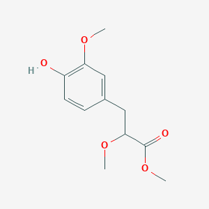 molecular formula C12H16O5 B8292496 3-(4-Hydroxy-3-methoxy-phenyl)-2-methoxy-propionic acid methyl ester 