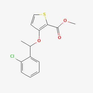 molecular formula C14H13ClO3S B8292523 Methyl 3-(1-(2-chlorophenyl)ethoxy)thiophene-2-carboxylate 
