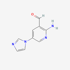 molecular formula C9H8N4O B8292526 2-Amino-5-imidazol-1-ylpyridine-3-carbaldehyde 