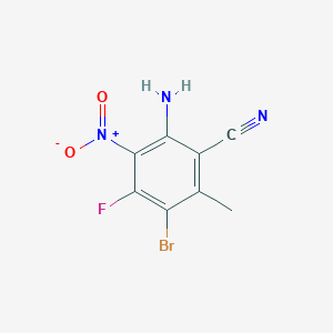 molecular formula C8H5BrFN3O2 B8292545 2-Amino-5-bromo-4-fluoro-6-methyl-3-nitrobenzonitrile 