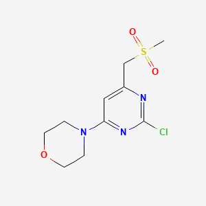 molecular formula C10H14ClN3O3S B8292569 2-Chloro-4-(methylsulfonylmethyl)-6-morpholin-4-yl-pyrimidine 