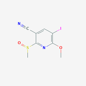 molecular formula C8H7IN2O2S B8292600 5-Iodo-6-methoxy-2-(methylsulfinyl)nicotinonitrile 