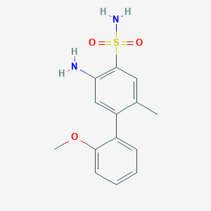 molecular formula C14H16N2O3S B8292628 2-Amino-4-(2-methoxyphenyl)-5-methylbenzenesulfonamide 
