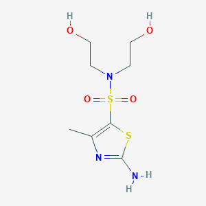 molecular formula C8H15N3O4S2 B8292679 2-Amino-4-methyl-thiazole-5-sulfonic acid bis-(2-hydroxy-ethyl)-amide 
