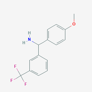 molecular formula C15H14F3NO B8292705 rac-C-(4-methoxy-phenyl)-C-(3-trifluoromethyl-phenyl)-methylamine 