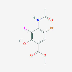 molecular formula C10H9BrINO4 B8292715 Methyl 4-acetylamino-5-bromo-3-iodosalicylate 