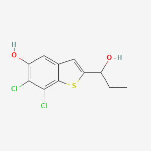 molecular formula C11H10Cl2O2S B8292802 6,7-Dichloro-5-hydroxy-alpha-ethylbenzo[b]thiophene-2-methanol 